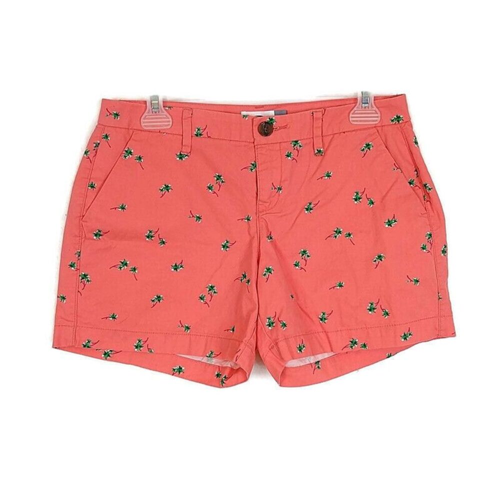 💥5/$25 Old Navy Womens sz 2 Short Pink Palm Tree Chino Zip Closure Summer